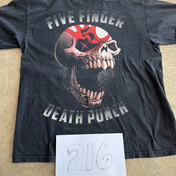 Five Finger Death Punch FFDP 5FDP Skull Black T-Shirt Heavy Metal Band Tee 2012 - Picture 8 of 9